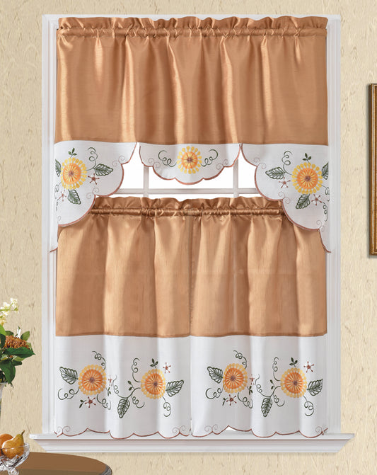 Bt503-Gold Polyester Kitchen Curtain