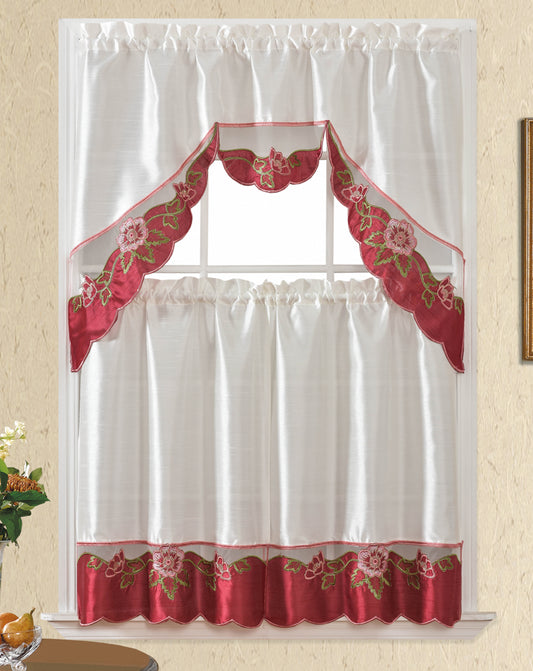 Bt519-Red Polyester Kitchen Curtain