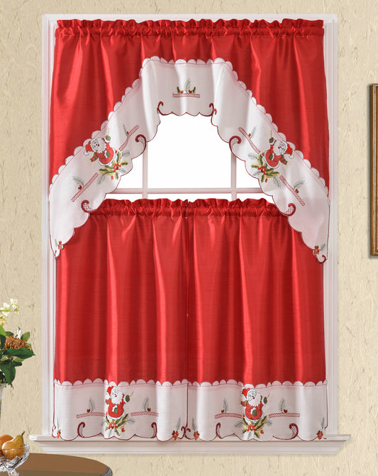Bt479-Red Polyester Kitchen Curtain