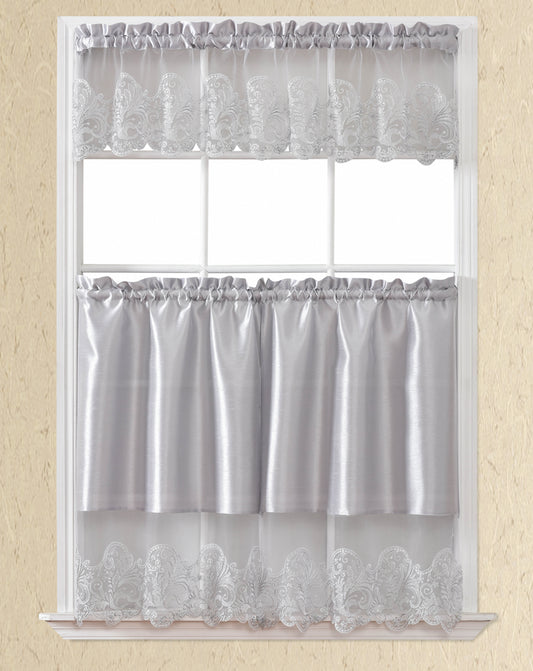 Bt594-Silver Polyester Kitchen Curtain