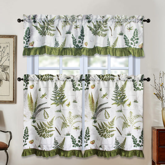 Bt589-3Pc Ruffled Kitchen Curtain
