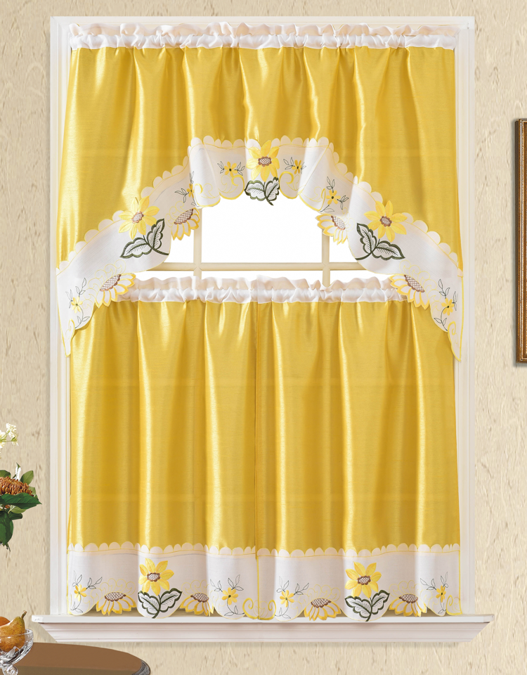 Bt362-Yellow Polyester Kitchen Curtain