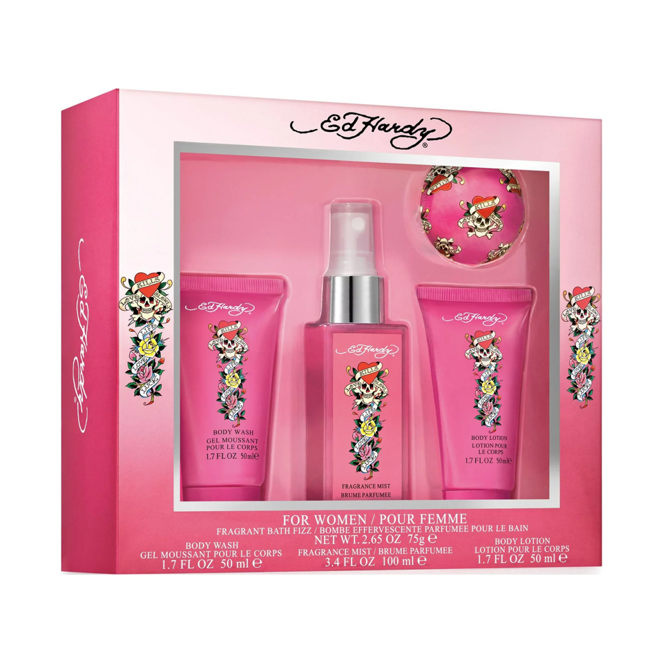 Ed Hardy - Ed Hardy Pour Femme Body Mist 4Pc Set ( W ) 3.4 Oz