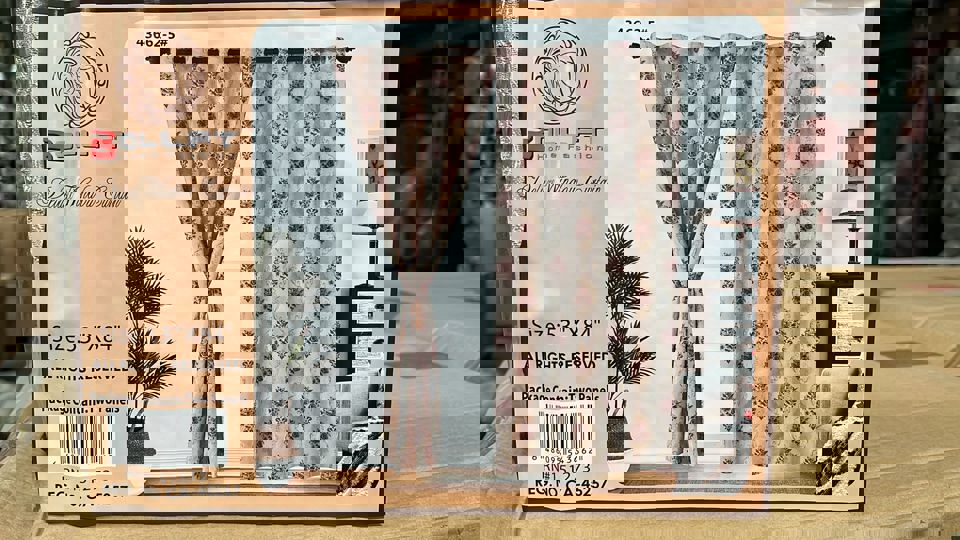 BOLLFT 84" 43662-5 CORTINA DE LA CHINITA JACQUARD WITH VALANCE 2PC CURTAIN SET