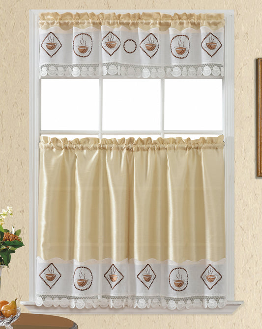 Bt460-Beige Polyester Kitchen Curtain