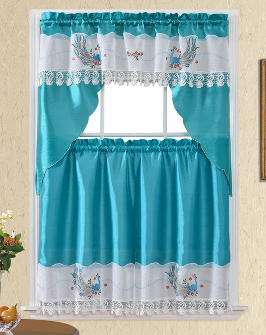 Bt459-Blue Polyester Kitchen Curtain