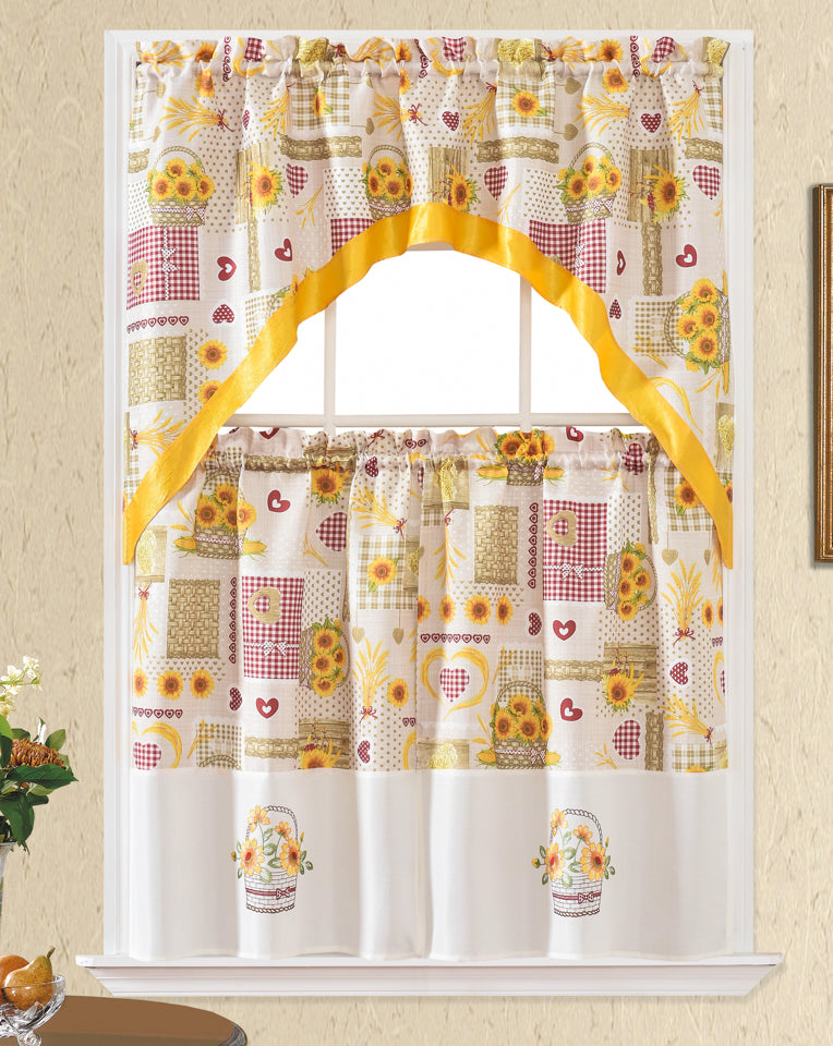 Bt376-Yellow Polyester Kitchen Curtain
