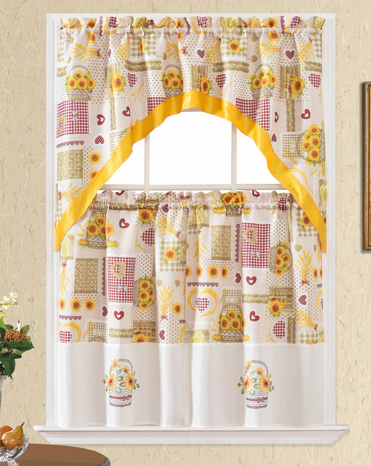 Bt376-Yellow Polyester Kitchen Curtain