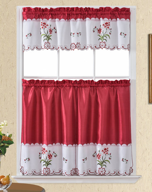 Bt484-Red Polyester Kitchen Curtain