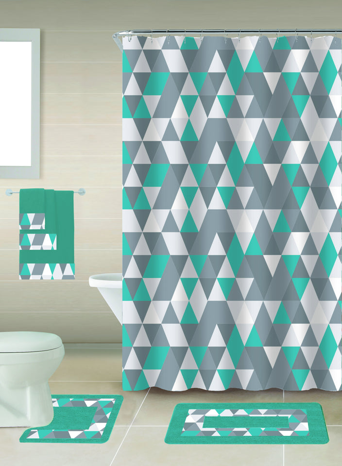 Bt674 18Pc Printed Bath Set