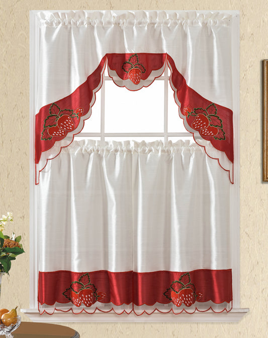 Bt520-Red Polyester Kitchen Curtain