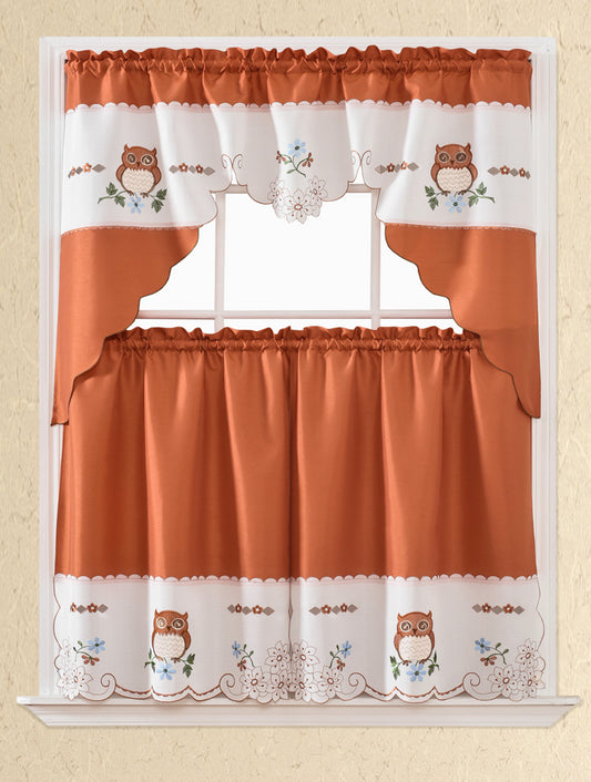 Bt369-Rust Polyester Kitchen Curtain