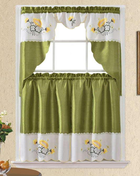 Bt505-Sage Polyester Kitchen Curtain