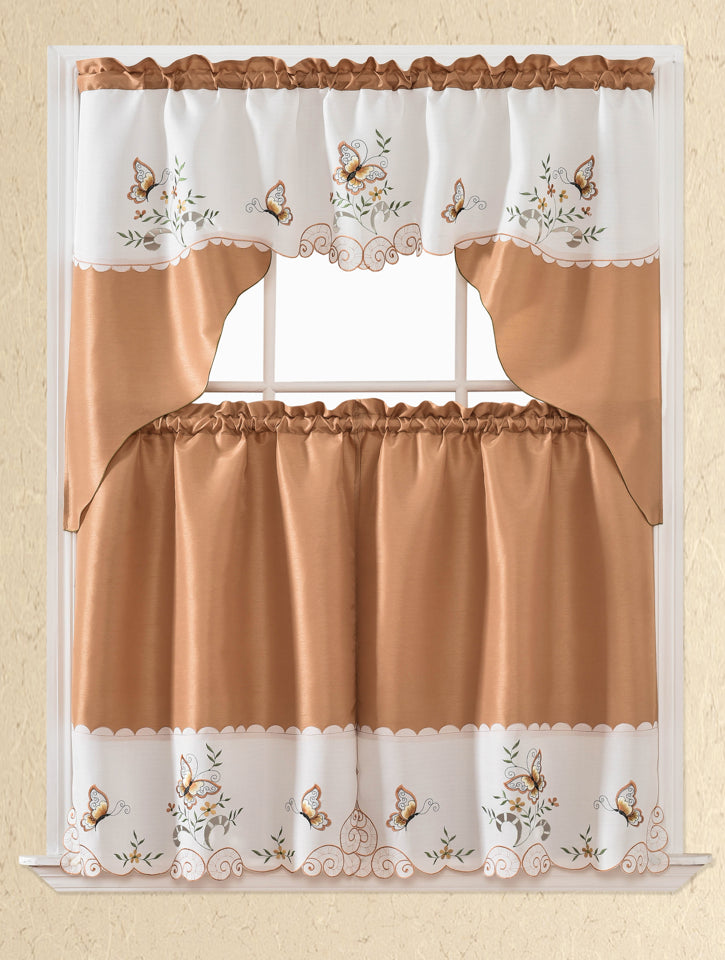 Bt374-Gold Polyester Kitchen Curtain