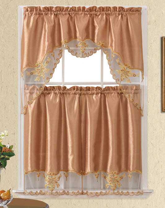 Bt521-Taupe Polyester Kitchen Curtain