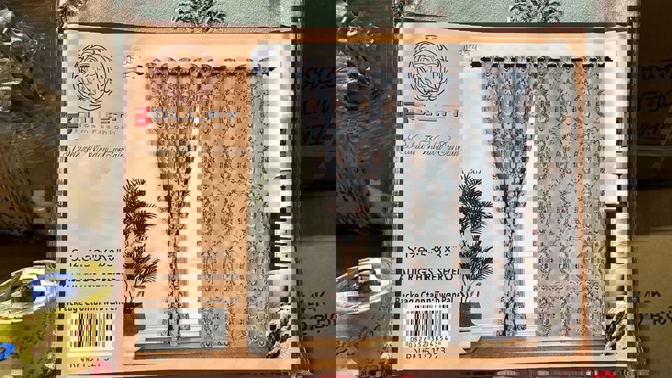BOLLFT 84" 4354-1 CORTINA DE LA CHINITA JACQUARD WITH VALANCE 2PC CURTAIN SET