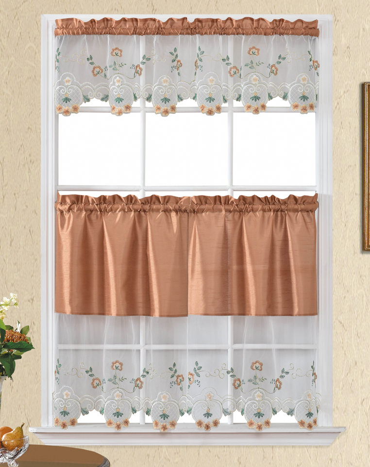 Bt468-Taupe Polyester Kitchen Curtain