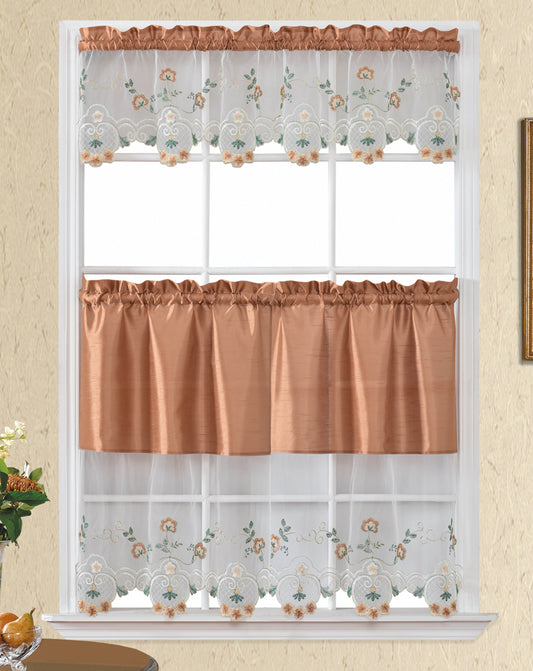 Bt468-Taupe Polyester Kitchen Curtain