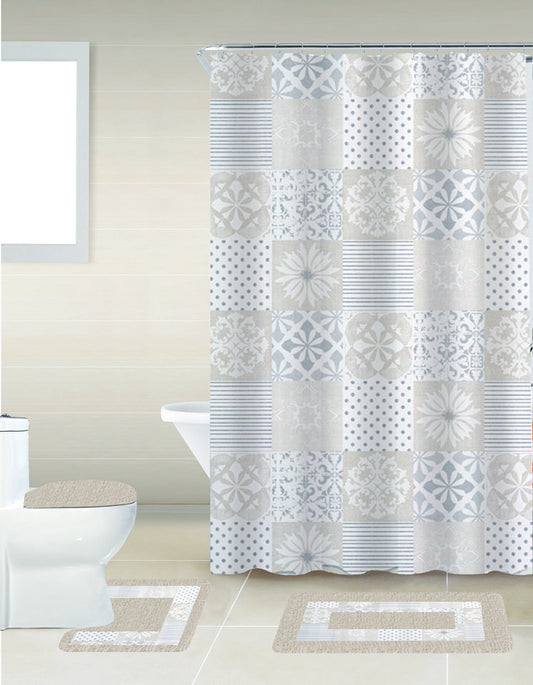 Bt674 16Pc Printed Bath Set
