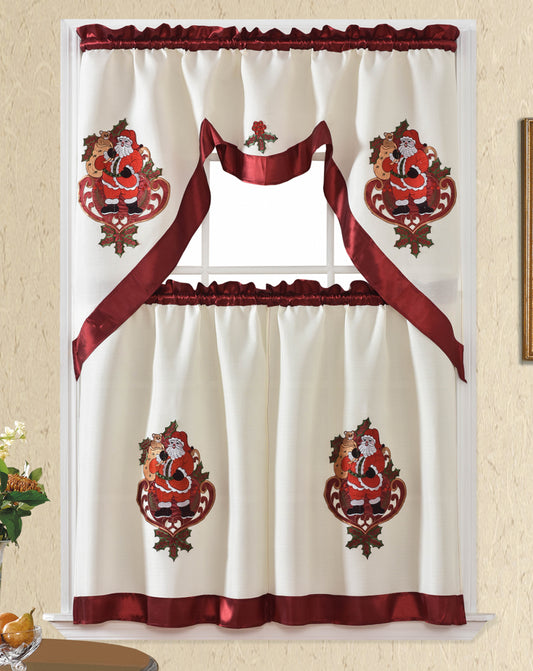 Bt470-Burg. Polyester Kitchen Curtain