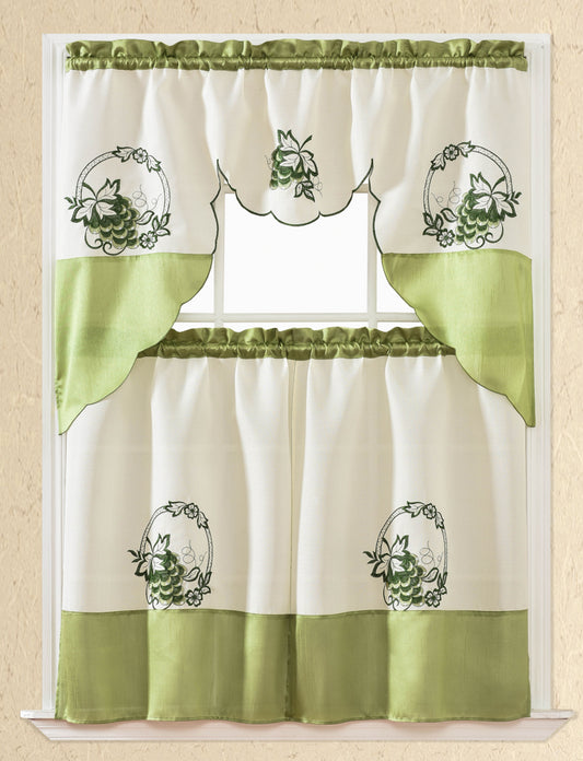 Bt416-Green Polyester Kitchen Curtain