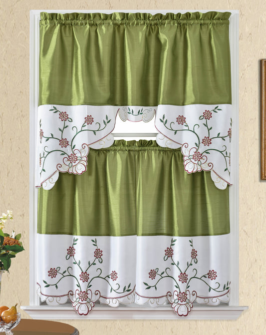 Bt502-Sage Polyester Kitchen Curtain