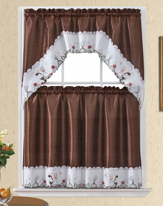 Bt494-Coffee Polyester Kitchen Curtain