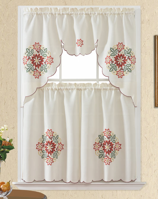 Bt473-Red Polyester Kitchen Curtain