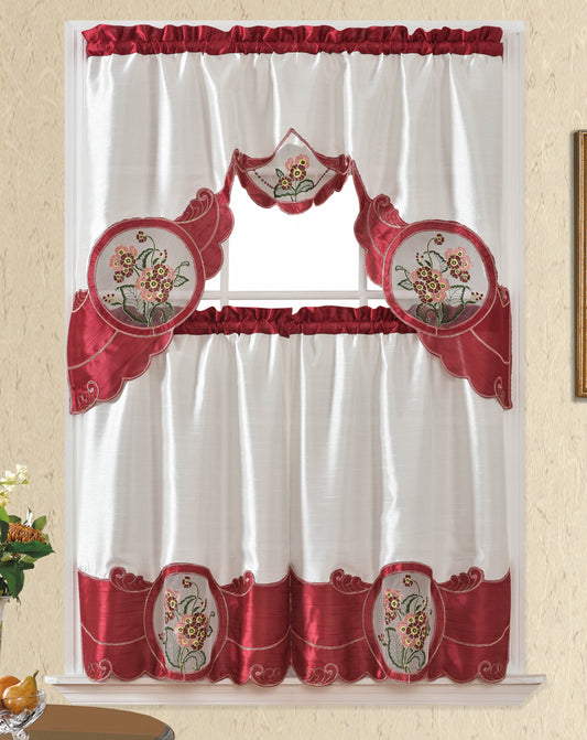 Bt540-Burg Polyester Kitchen Curtain