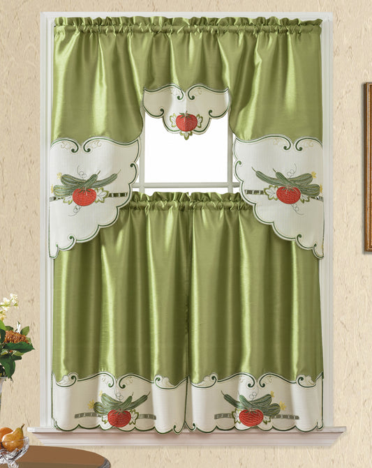 Bt523-Sage Polyester Kitchen Curtain