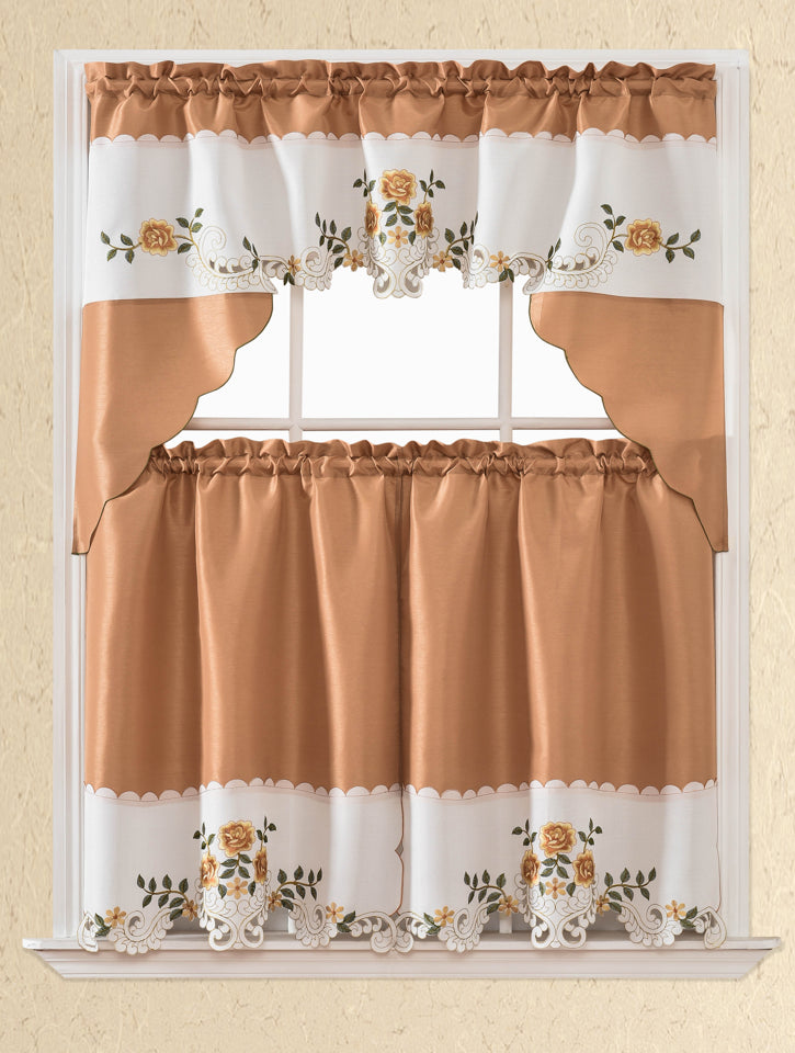 Bt371-Gold Polyester Kitchen Curtain