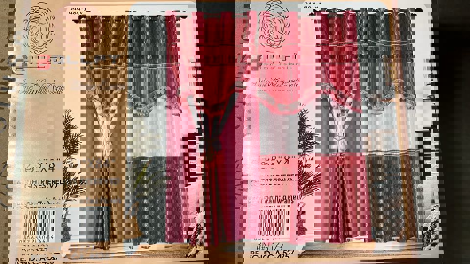 BOLLFT 84" 4484-1 CORTINA DE LA CHINITA JACQUARD WITH VALANCE 2PC CURTAIN SET