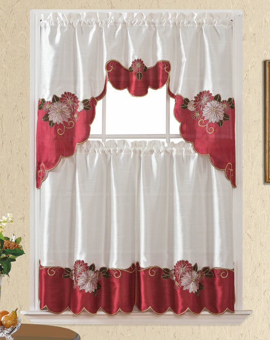 Bt532-Burg Polyester Kitchen Curtain