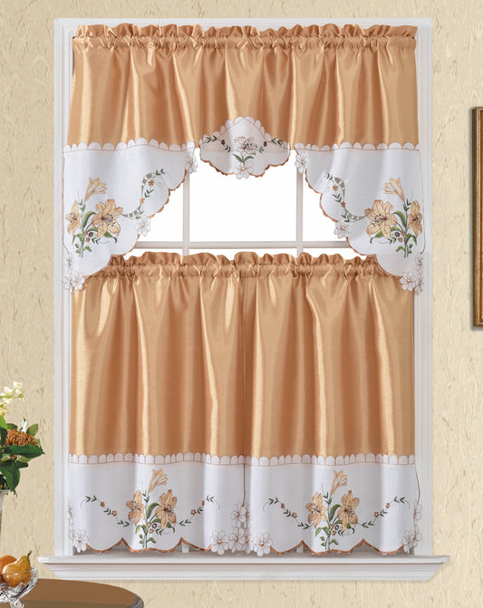Bt543-Gold Polyester Kitchen Curtain