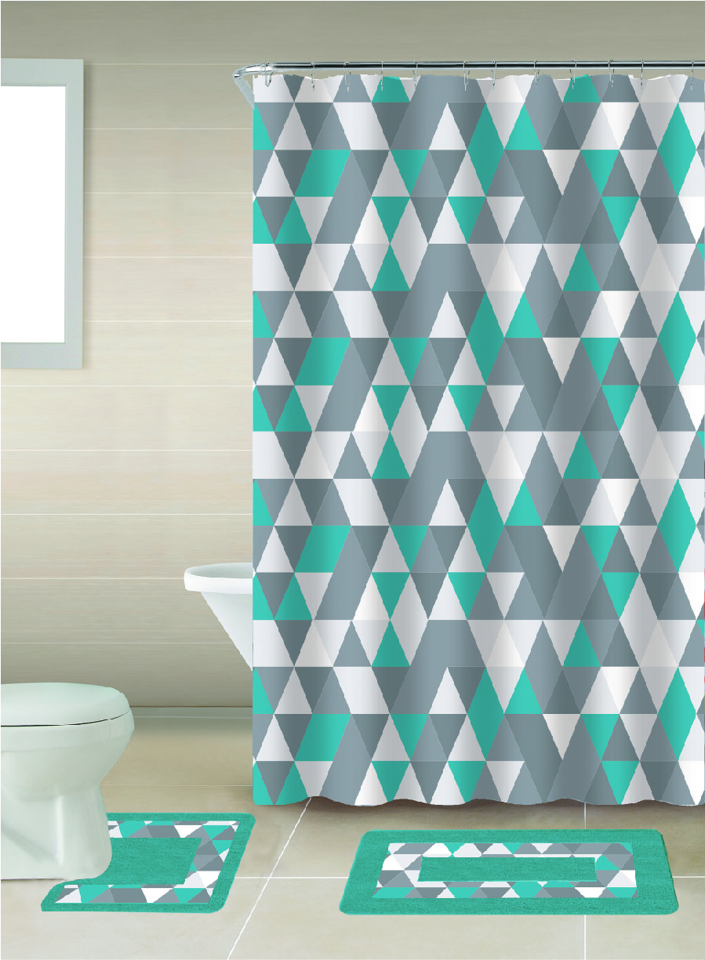 Bt674 15Pc Printed Bath Set