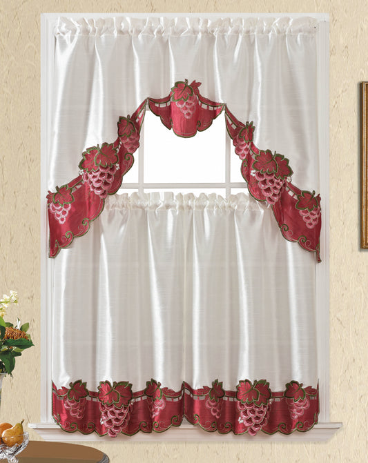 Bt522-Red Polyester Kitchen Curtain
