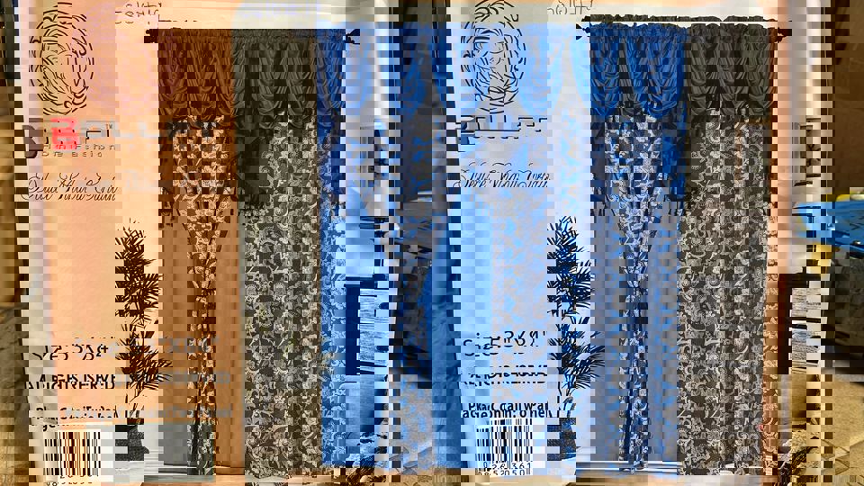 BOLLFT 84" 5610-19 CORTINA DE LA CHINITA JACQUARD WITH VALANCE 2PC CURTAIN SET