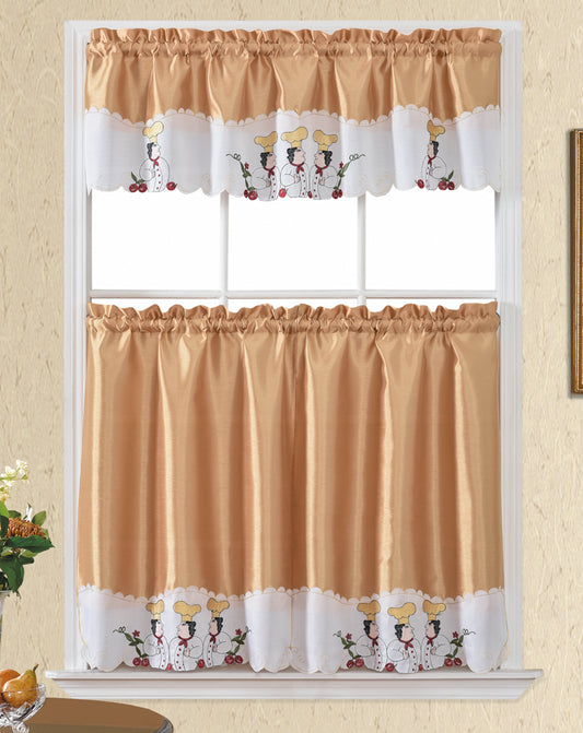 Bt542-Gold Polyester Kitchen Curtain
