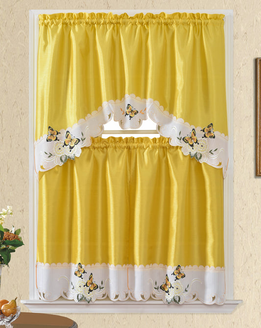 Bt489-Yellow Polyester Kitchen Curtain