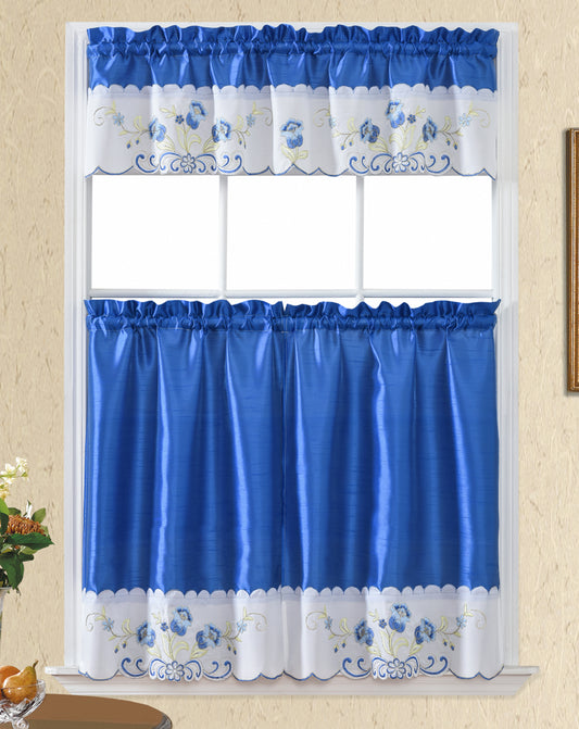 Bt508-Blue Polyester Kitchen Curtain