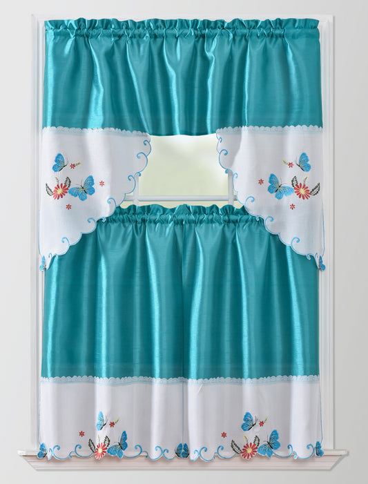 Bt507-Blue Polyester Kitchen Curtain