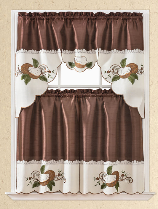 Bt412-Chocolate Polyester Kitchen Curtaintain