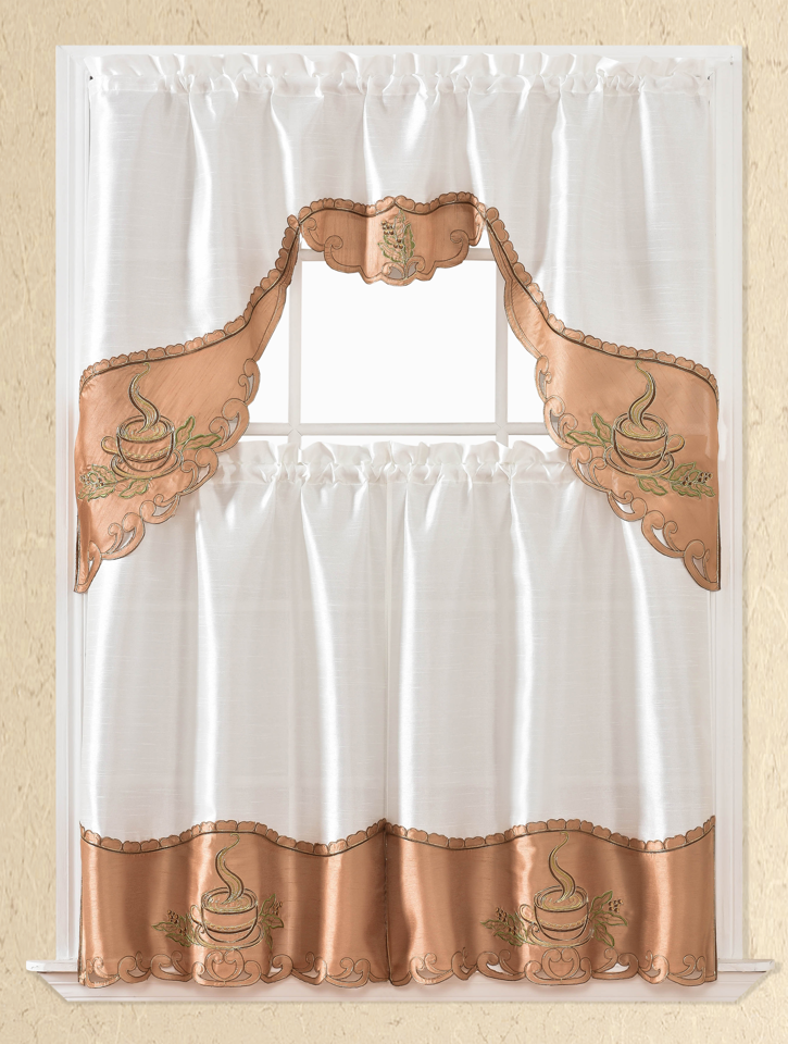 Bt425-Brown Polyester Kitchen Curtain