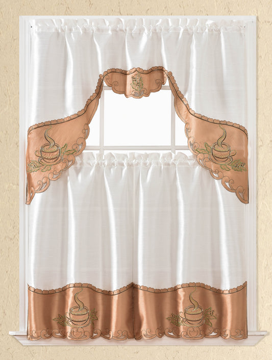 Bt425-Brown Polyester Kitchen Curtain