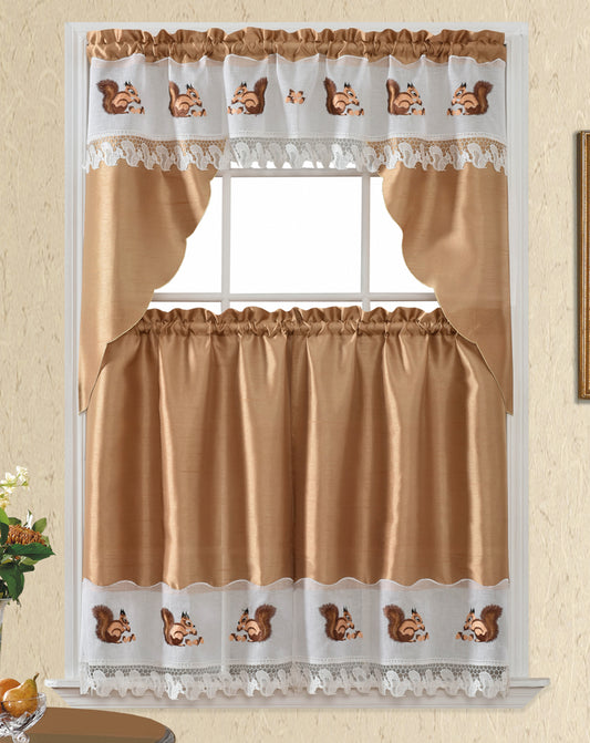 Bt462-Taupe Polyester Kitchen Curtain