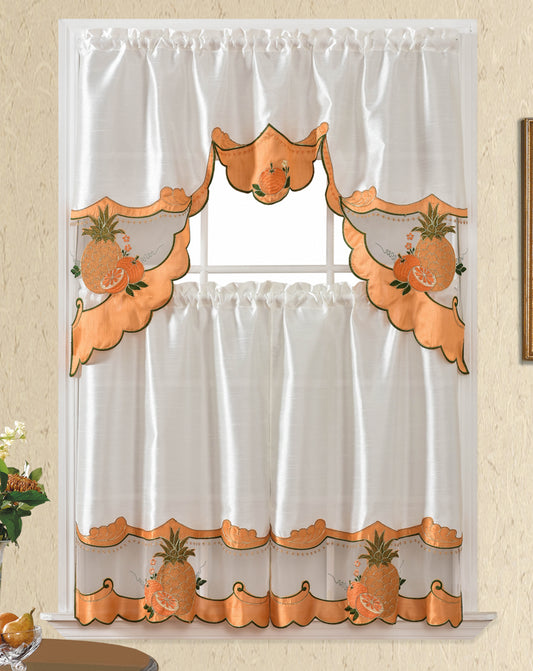 Bt534-Orange Polyester Kitchen Curtain