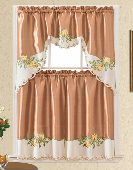 Bt419-Brown Polyester Kitchen Curtain