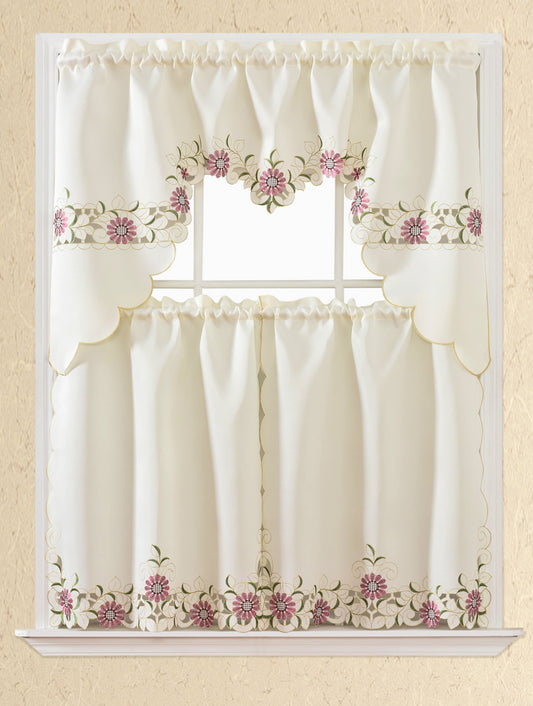 Bt368-Pink Polyester Kitchen Curtain