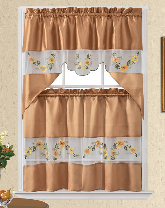 Bt499-Gold Polyester Kitchen Curtain