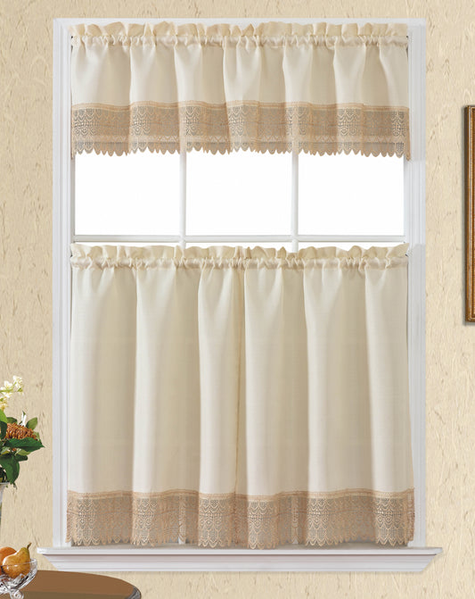 Bt486-Beige Polyester Kitchen Curtain